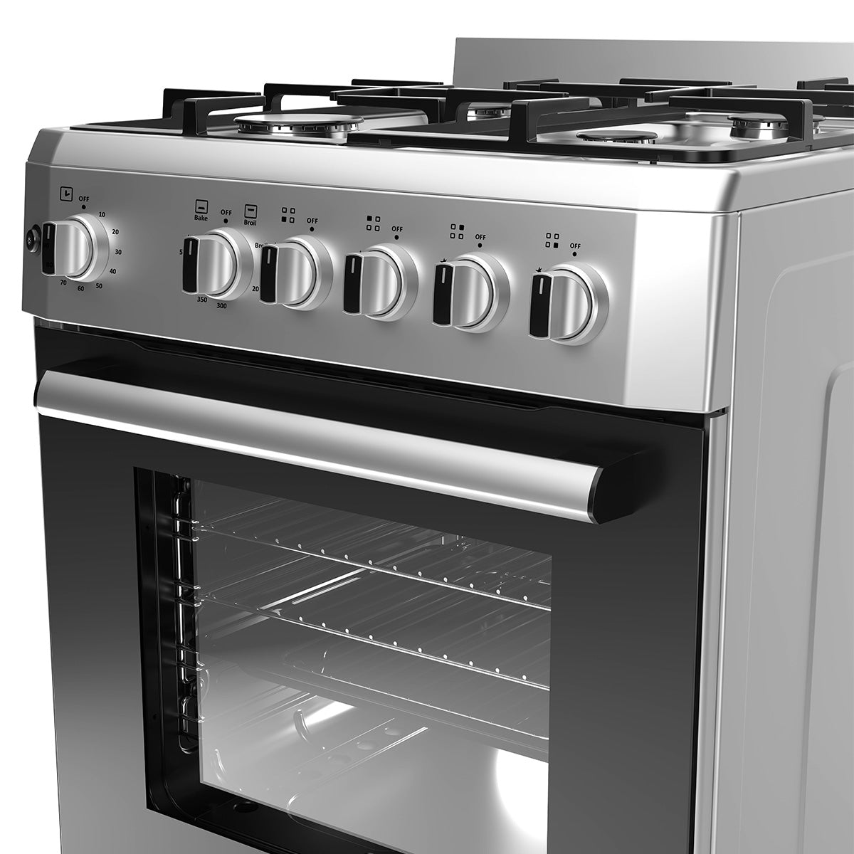 Premium Levella 24" Stainless Gas Range With 4 SABAF Burners, 2 Grids, 1 Trivet Grill, and 1 Baking Tray