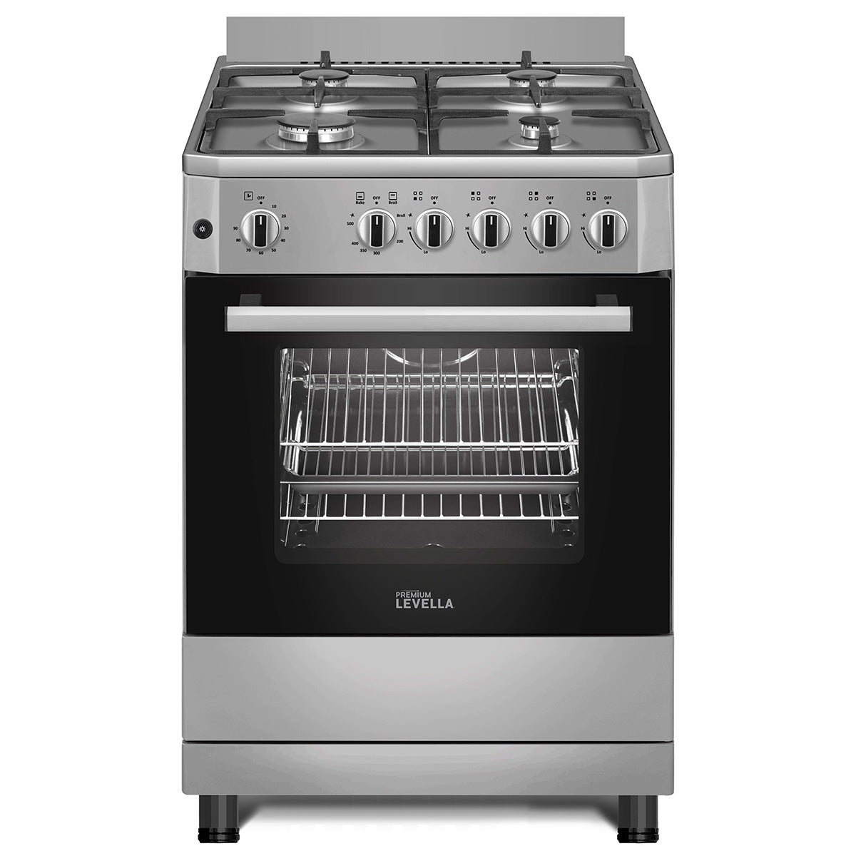 Premium Levella 24" Stainless Gas Range With 4 SABAF Burners, 2 Grids, 1 Trivet Grill, and 1 Baking Tray
