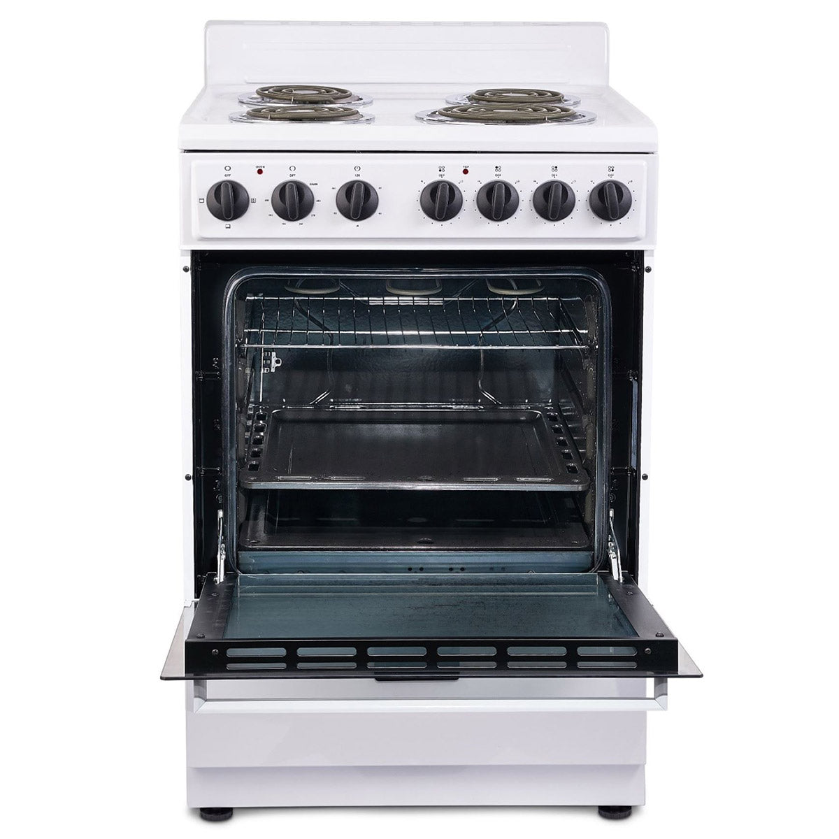 Premium Levella 24" White Freestanding Electric Stove With 4 Spiral Hot Plate