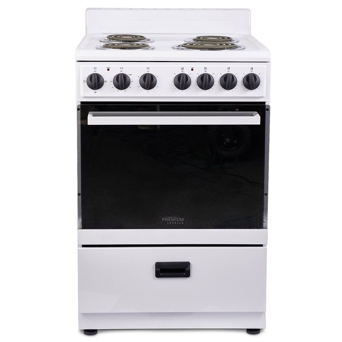 Premium Levella 24" White Freestanding Electric Stove With 4 Spiral Hot Plate