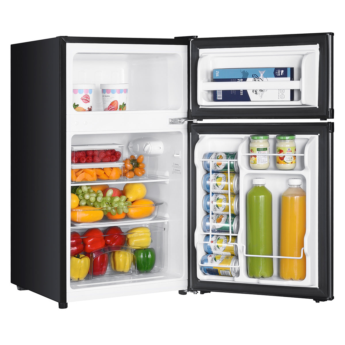 Premium Levella 3.1 ft³ Silver Energy-Saving Refrigerator-Freezer With Reversible Door and Adjustable Legs