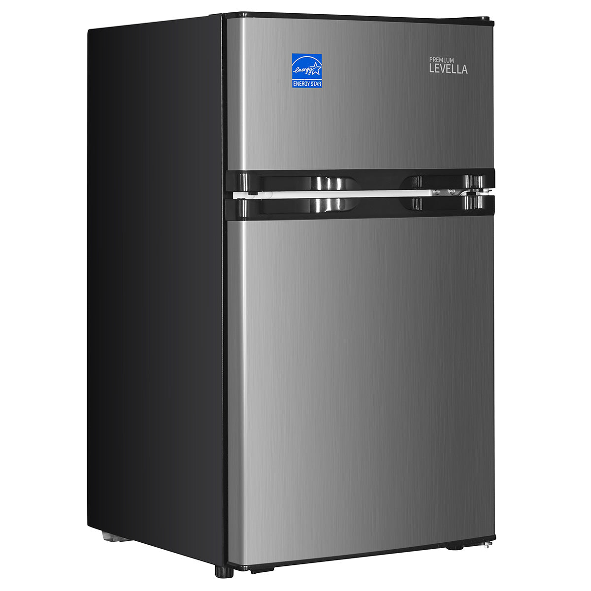 Premium Levella 3.1 ft³ Silver Energy-Saving Refrigerator-Freezer With Reversible Door and Adjustable Legs