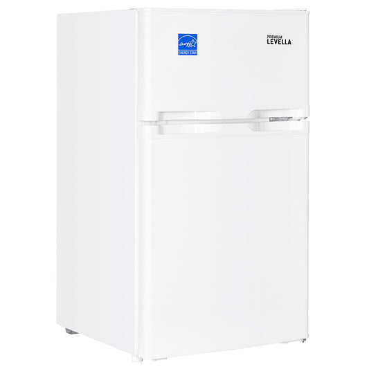 Premium Levella 3.1 ft³ White Energy-Saving Refrigerator-Freezer With Reversible Door and Adjustable Legs