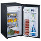 Premium Levella 3.2 ft³ Black Energy-Saving Refrigerator With Inox Reversible Door and Adjustable Legs