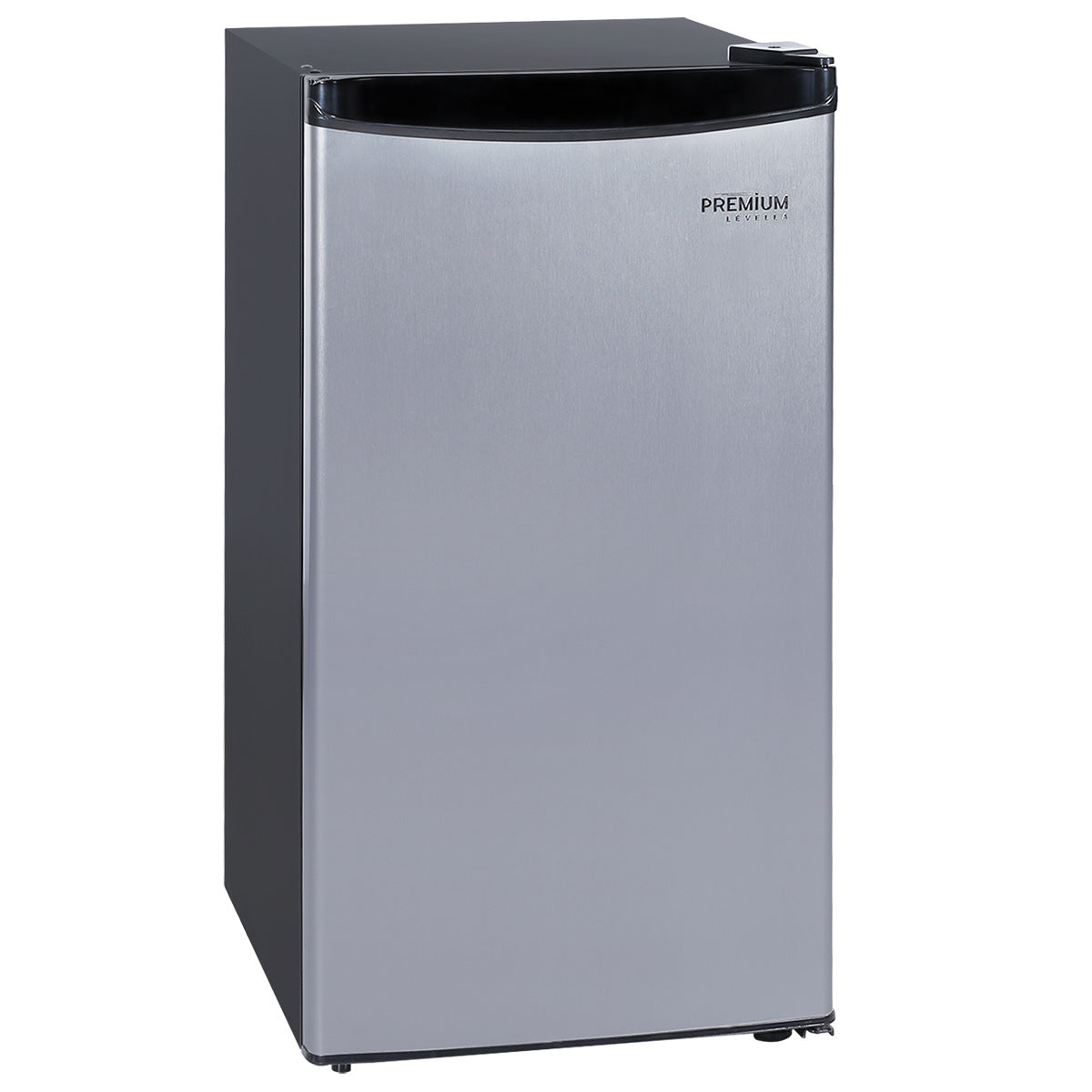 Premium Levella 3.2 ft³ Black Energy-Saving Refrigerator With Inox Reversible Door and Adjustable Legs