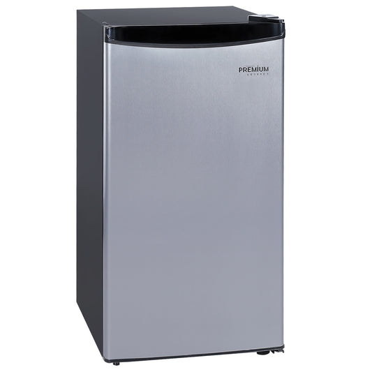Premium Levella 3.2 ft³ Black Energy-Saving Refrigerator With Inox Reversible Door and Adjustable Legs