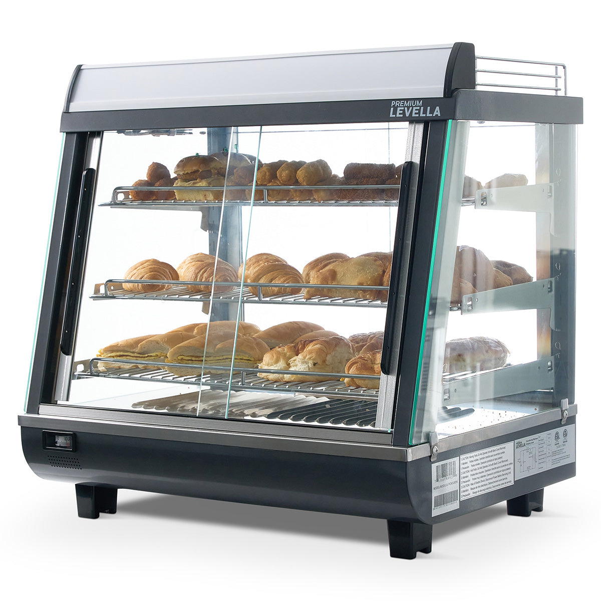 Premium Levella 3.4 ft³ Stainless Commercial Countertop Warmer Display Case With 3 Adjustable Shelves