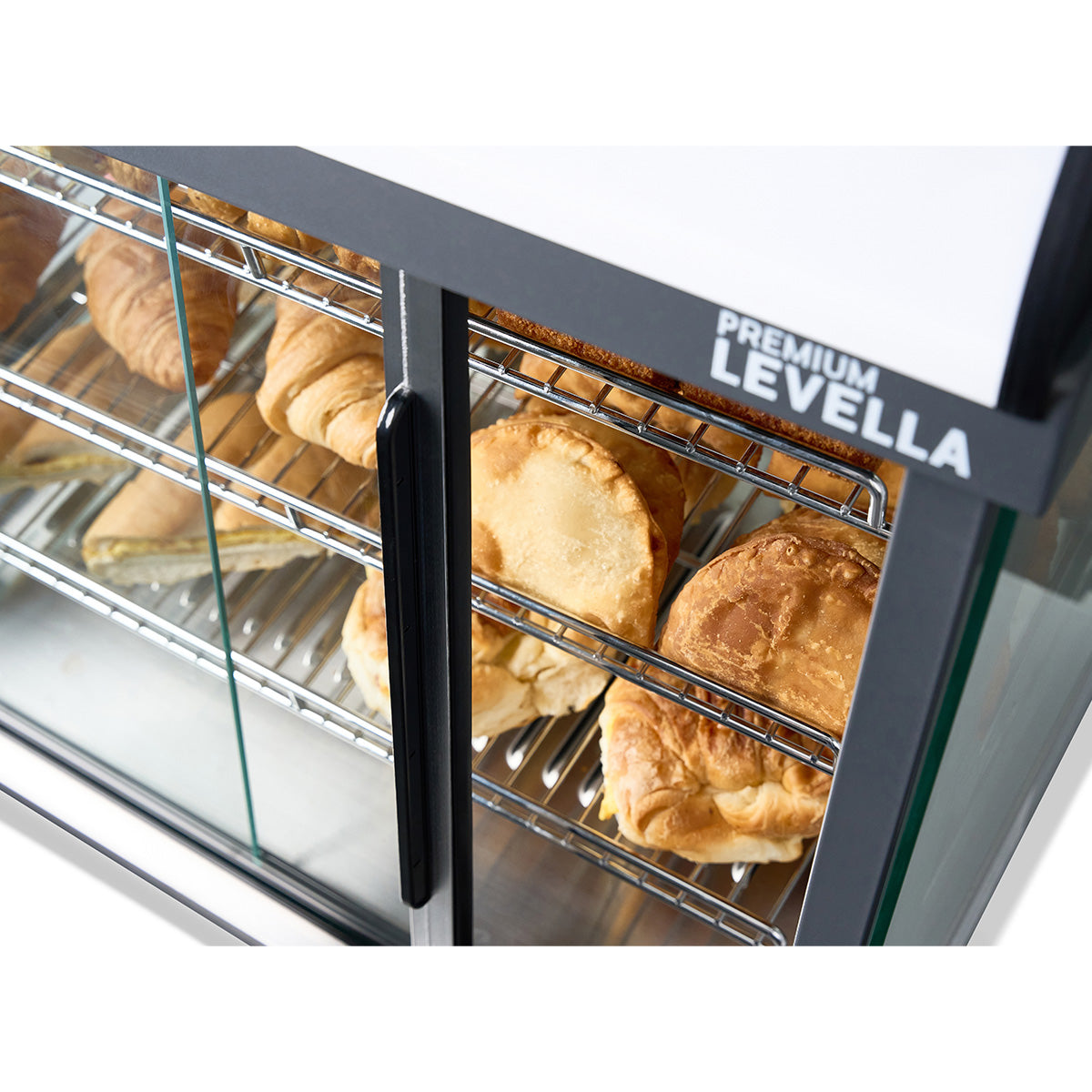 Premium Levella 3.4 ft³ Stainless Commercial Countertop Warmer Display Case With 3 Adjustable Shelves