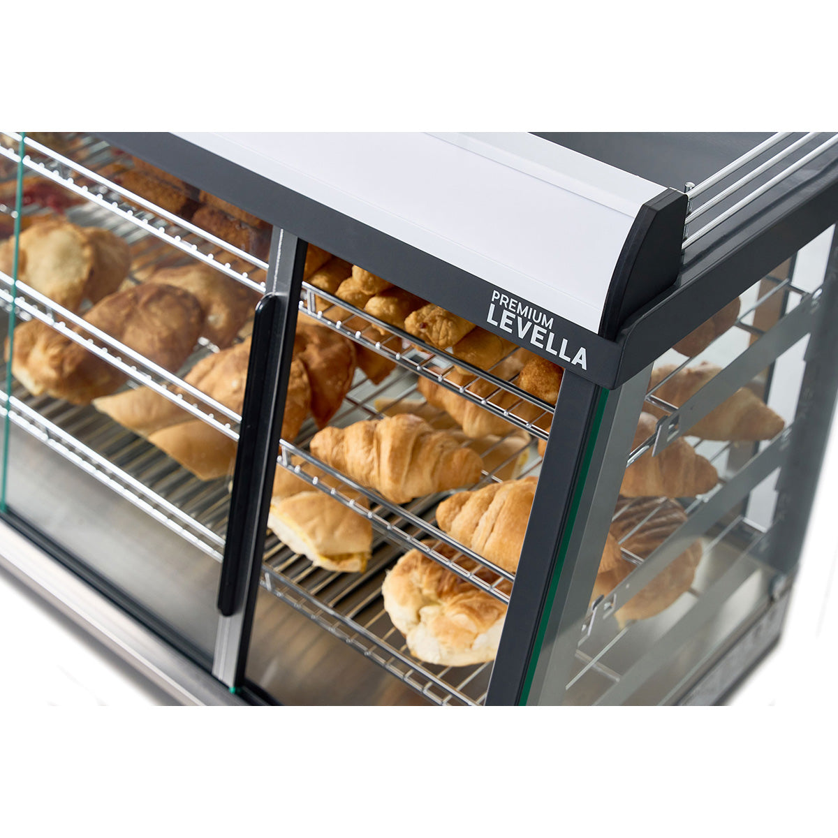 Premium Levella 3.4 ft³ Stainless Commercial Countertop Warmer Display Case With 3 Adjustable Shelves