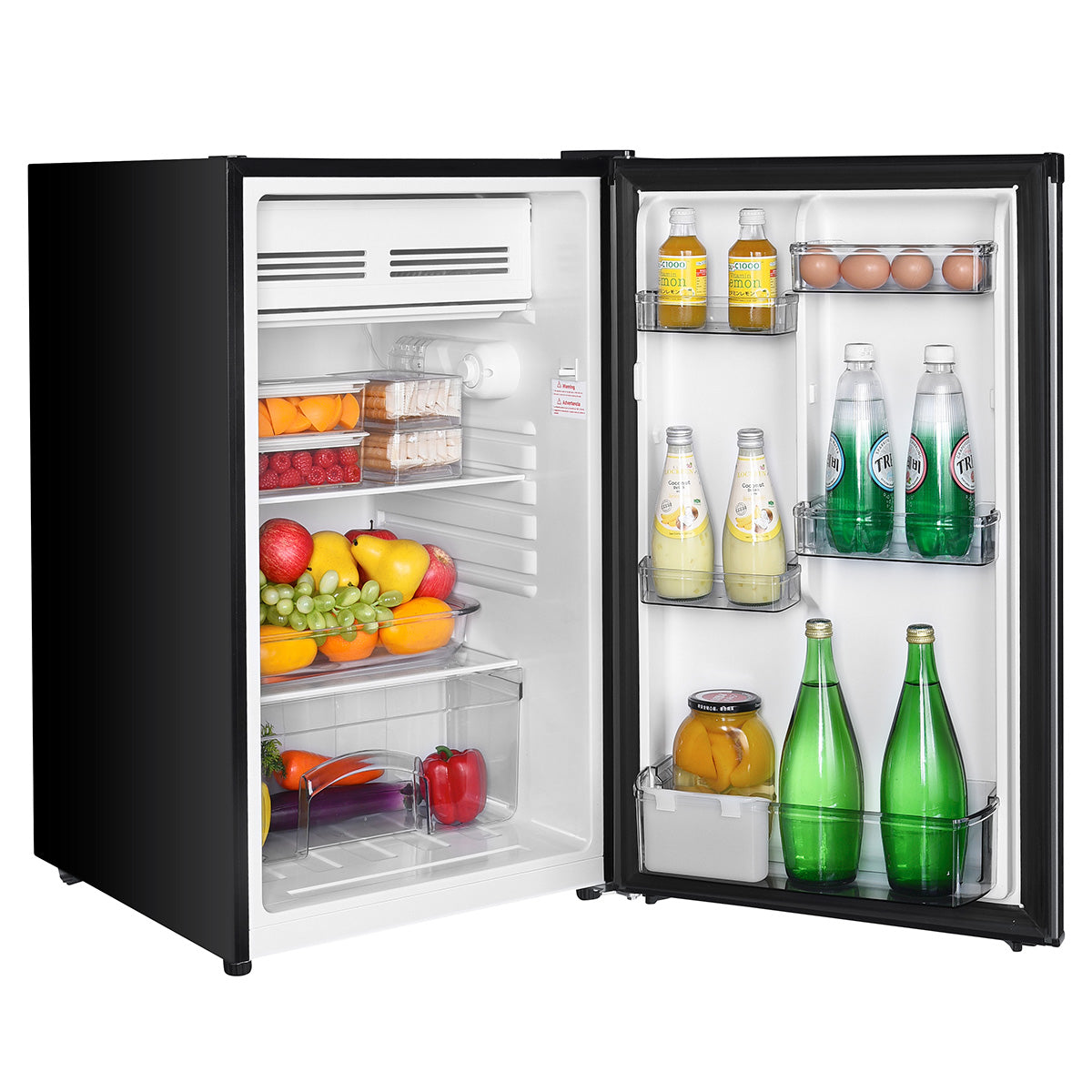 Premium Levella 4.4 ft³ Black Energy-Saving Refrigerator-Freezer With Inox Reversible Door and Adjustable Legs