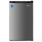 Premium Levella 4.4 ft³ Black Energy-Saving Refrigerator-Freezer With Inox Reversible Door and Adjustable Legs