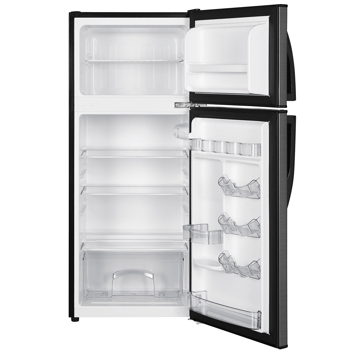 Premium Levella 4.4 ft³ Black Energy-Saving Refrigerator With Inox Reversible Door and Adjustable Legs