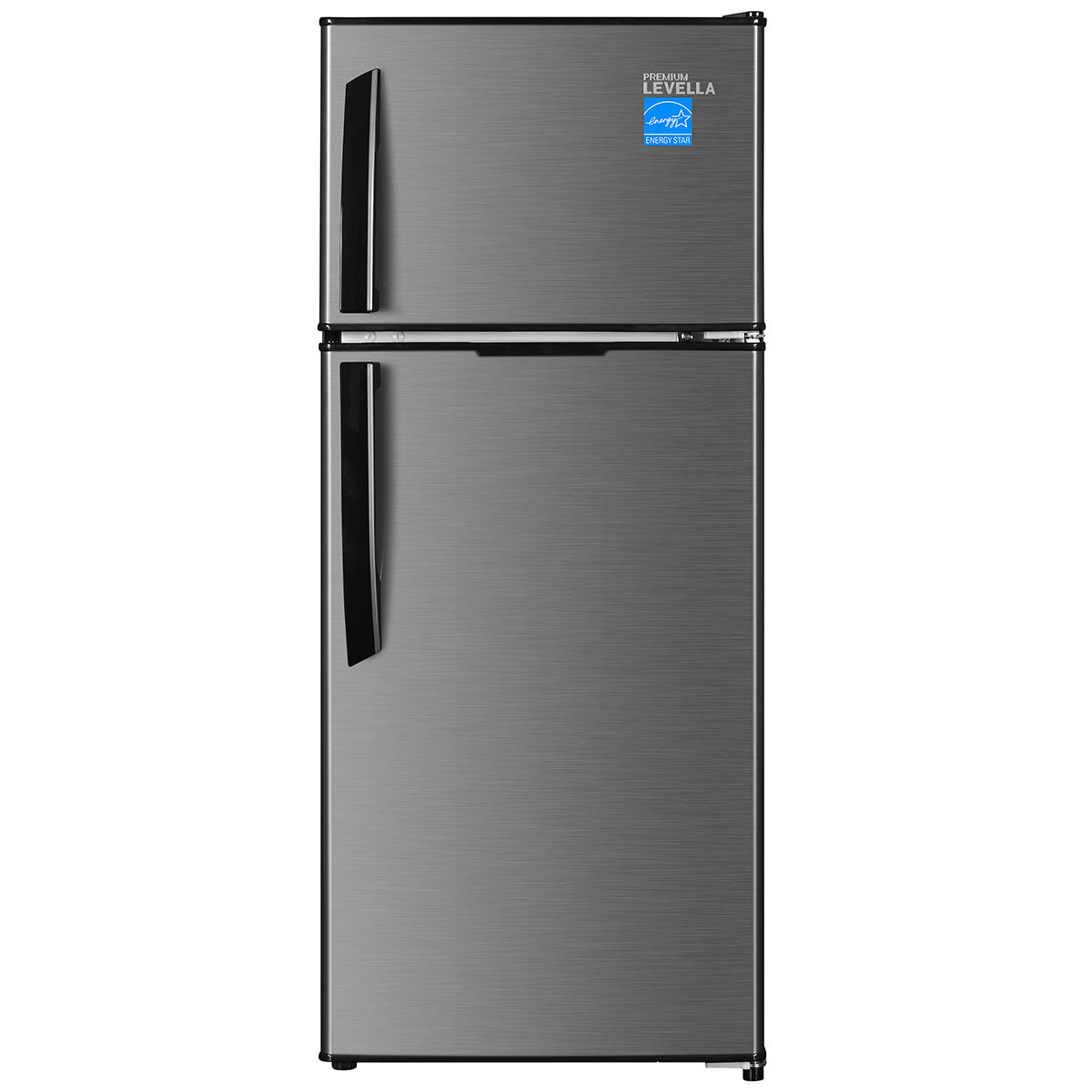 Premium Levella 4.4 ft³ Black Energy-Saving Refrigerator With Inox Reversible Door and Adjustable Legs