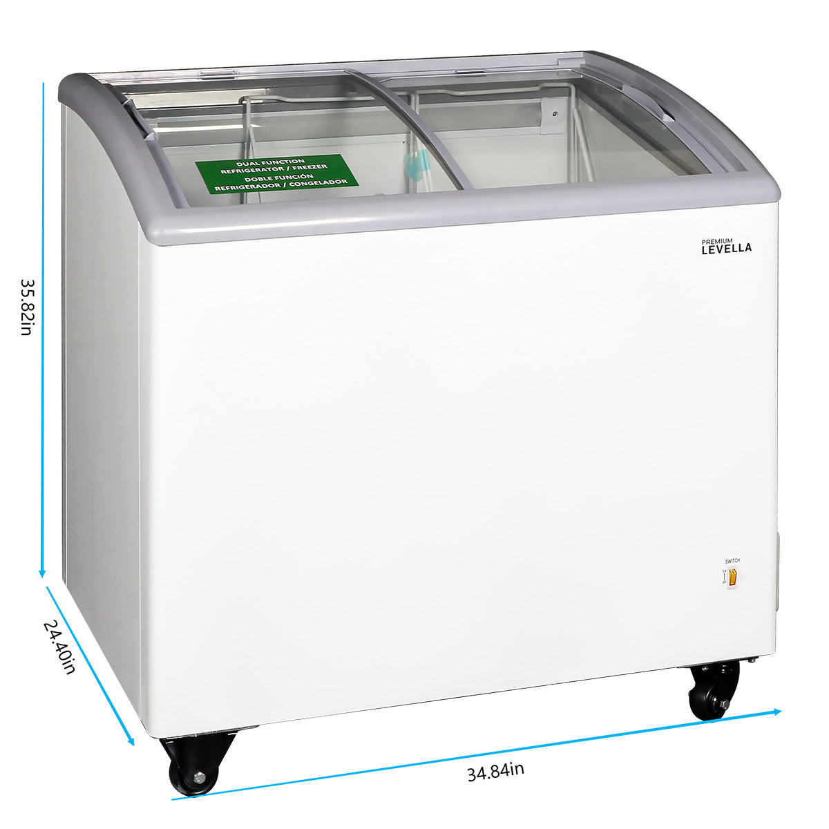 Premium Levella 5.9 ft³ White Showcase Freezer With Aluminum Front Frame