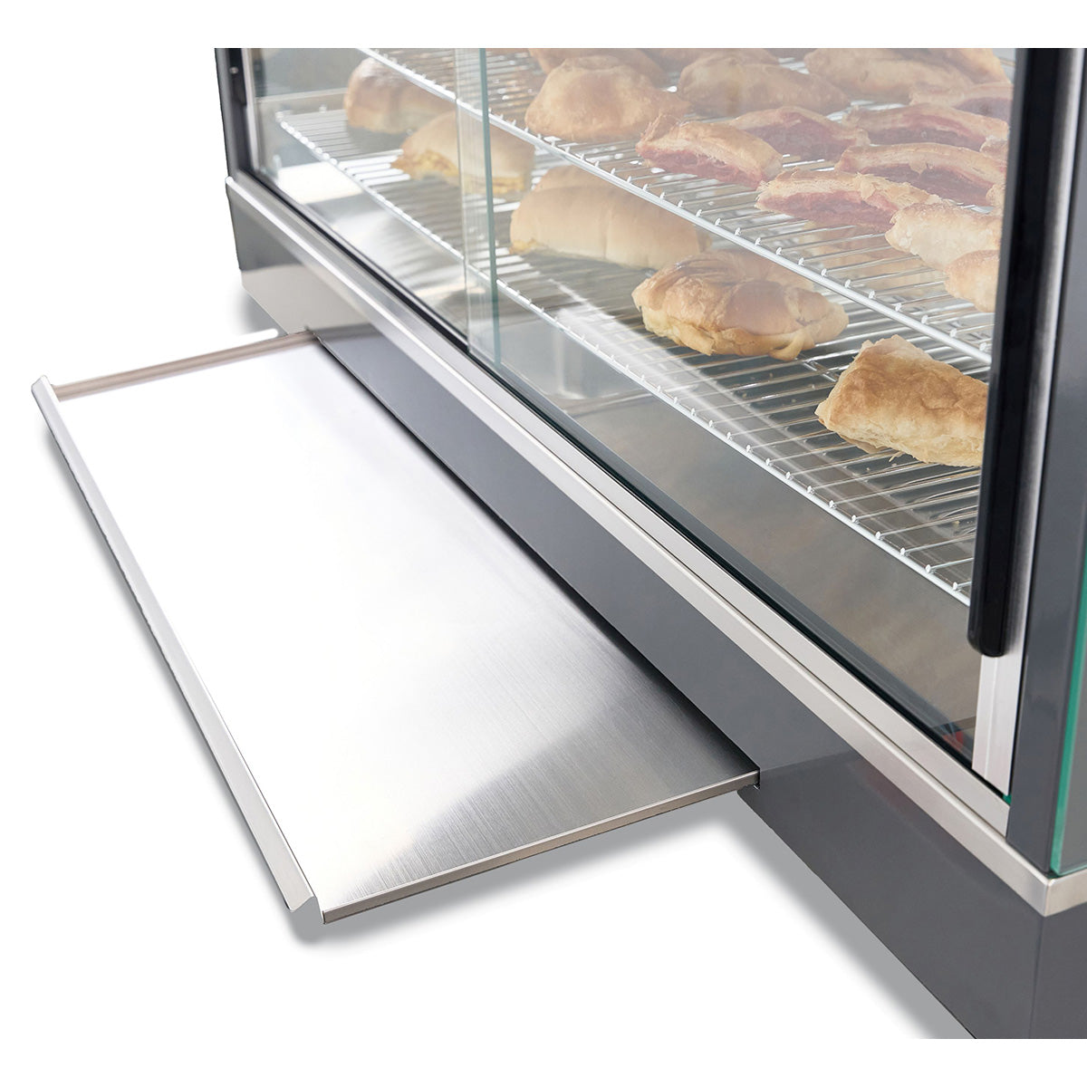 Premium Levella 6.6 ft³ Stainless Commercial Countertop Warmer Display Case With 3 Adjustable Shelves