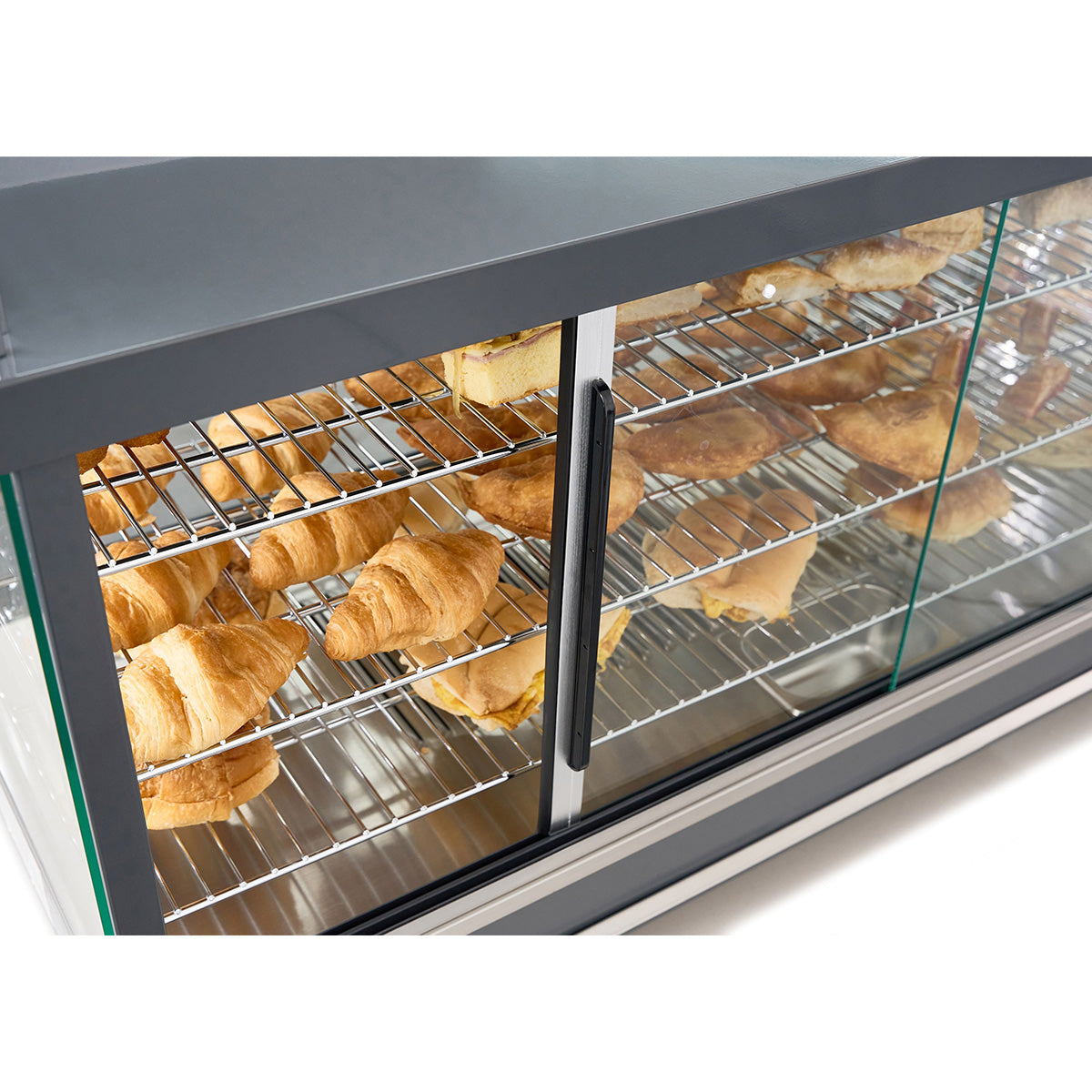 Premium Levella 6.6 ft³ Stainless Commercial Countertop Warmer Display Case With 3 Adjustable Shelves