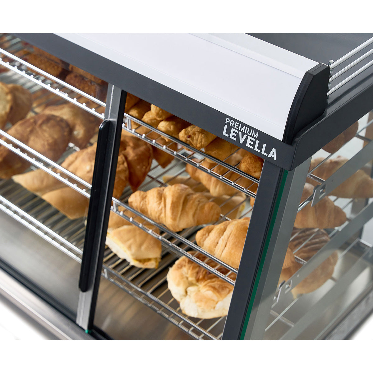 Premium Levella 6.6 ft³ Stainless Commercial Countertop Warmer Display Case With 3 Adjustable Shelves
