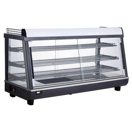 Premium Levella 6.6 ft³ Stainless Commercial Countertop Warmer Display Case With 3 Adjustable Shelves