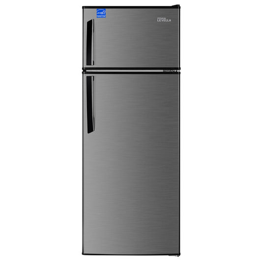 Premium Levella 7.3 ft³ Inox Refrigerator With Manual Defrost, 3 Spill-Proof Glass Shelves, and Energy Star Certification