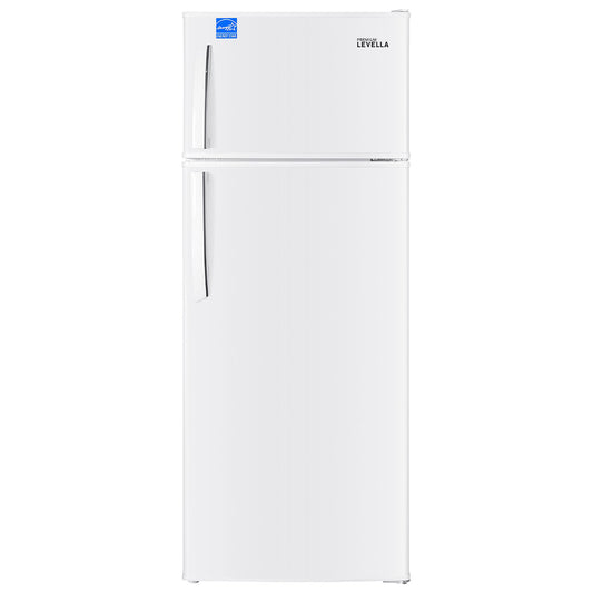 Premium Levella 7.3 ft³ White Refrigerator With Manual Defrost, 3 Spill-Proof Glass Shelves, and Energy Star Certification