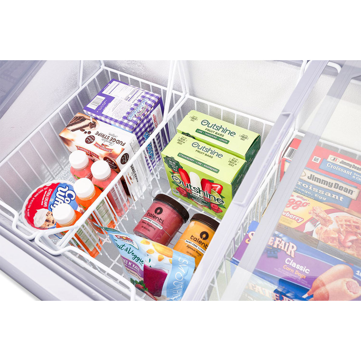 Premium Levella 7.4 ft³ White Curved Glass Door Freezer/Refrigerator Display With 3 Baskets