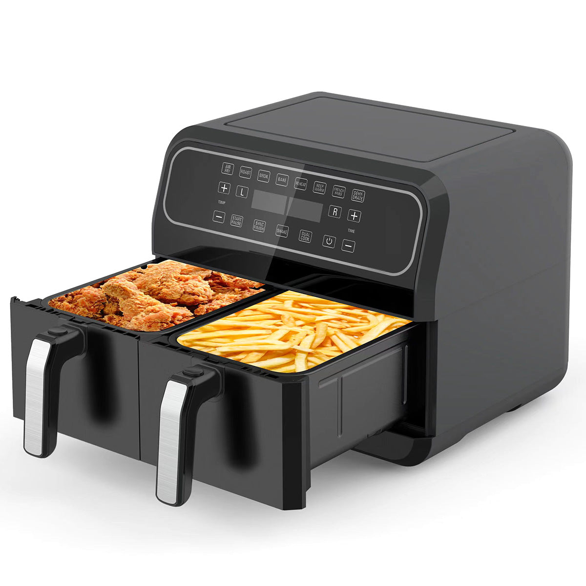Premium Levella 8 Qt Black 8-in-1 Digital Air Fryer Oven With 2 Removable Baskets