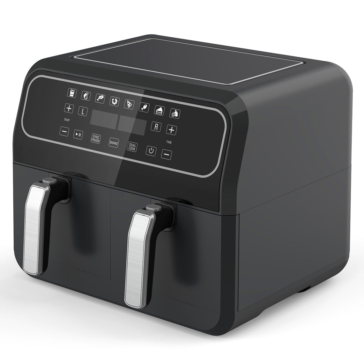 Premium Levella 8 Qt Black 8-in-1 Digital Air Fryer Oven With 2 Removable Baskets