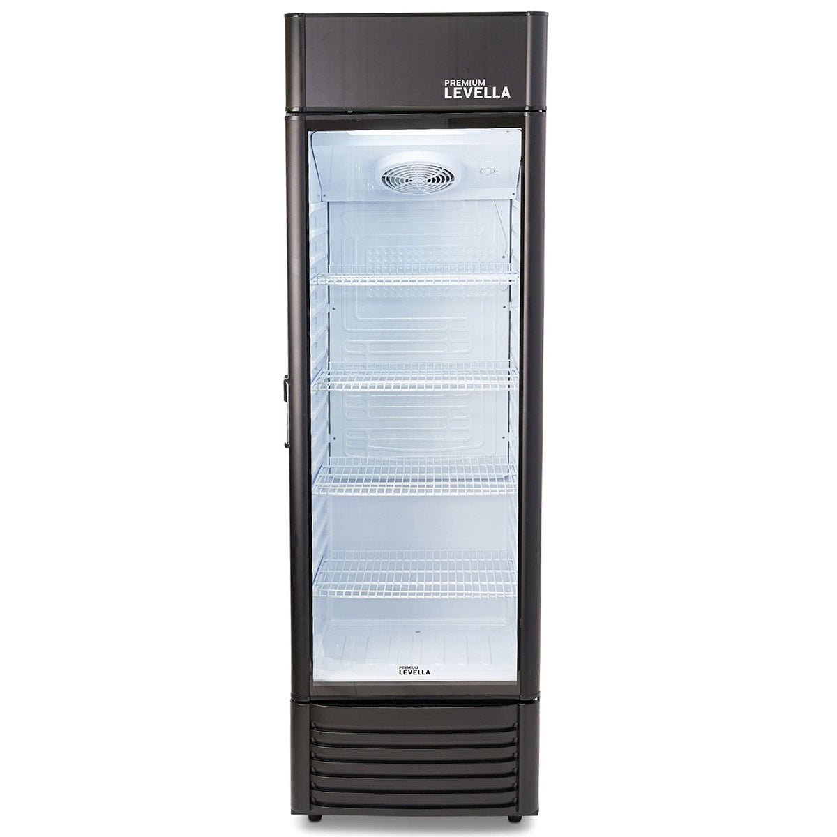 Premium Levella 9 cu. ft Black Upright Single Glass Door Display Refrigerator