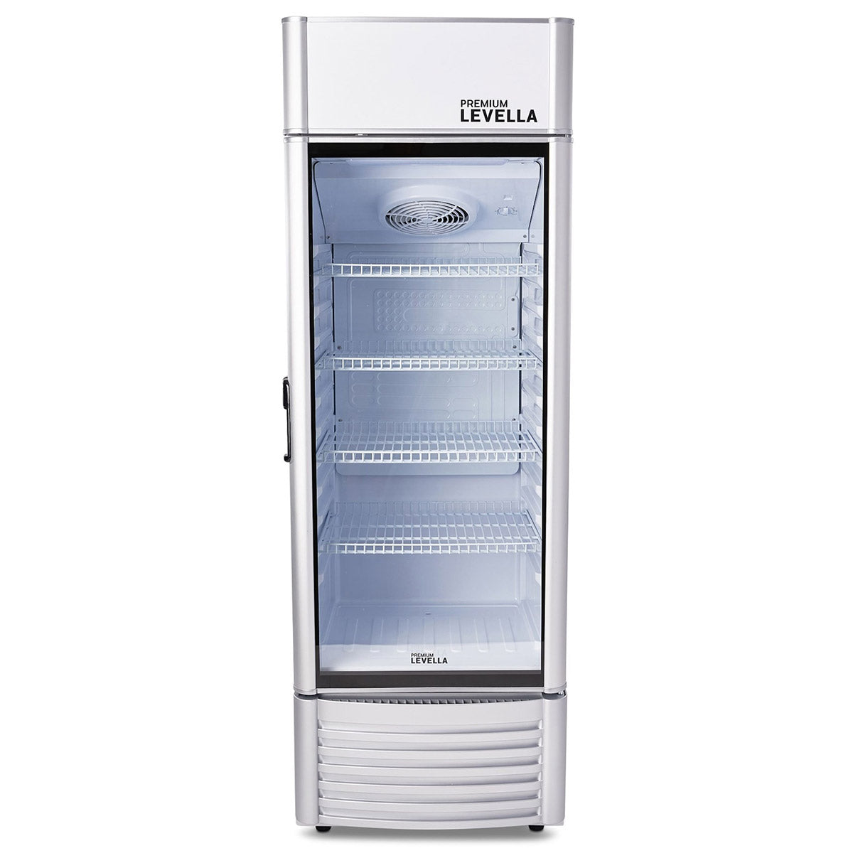 Premium Levella 9 cu. ft Silver Single Glass Door Commercial Upright Display Refrigerator