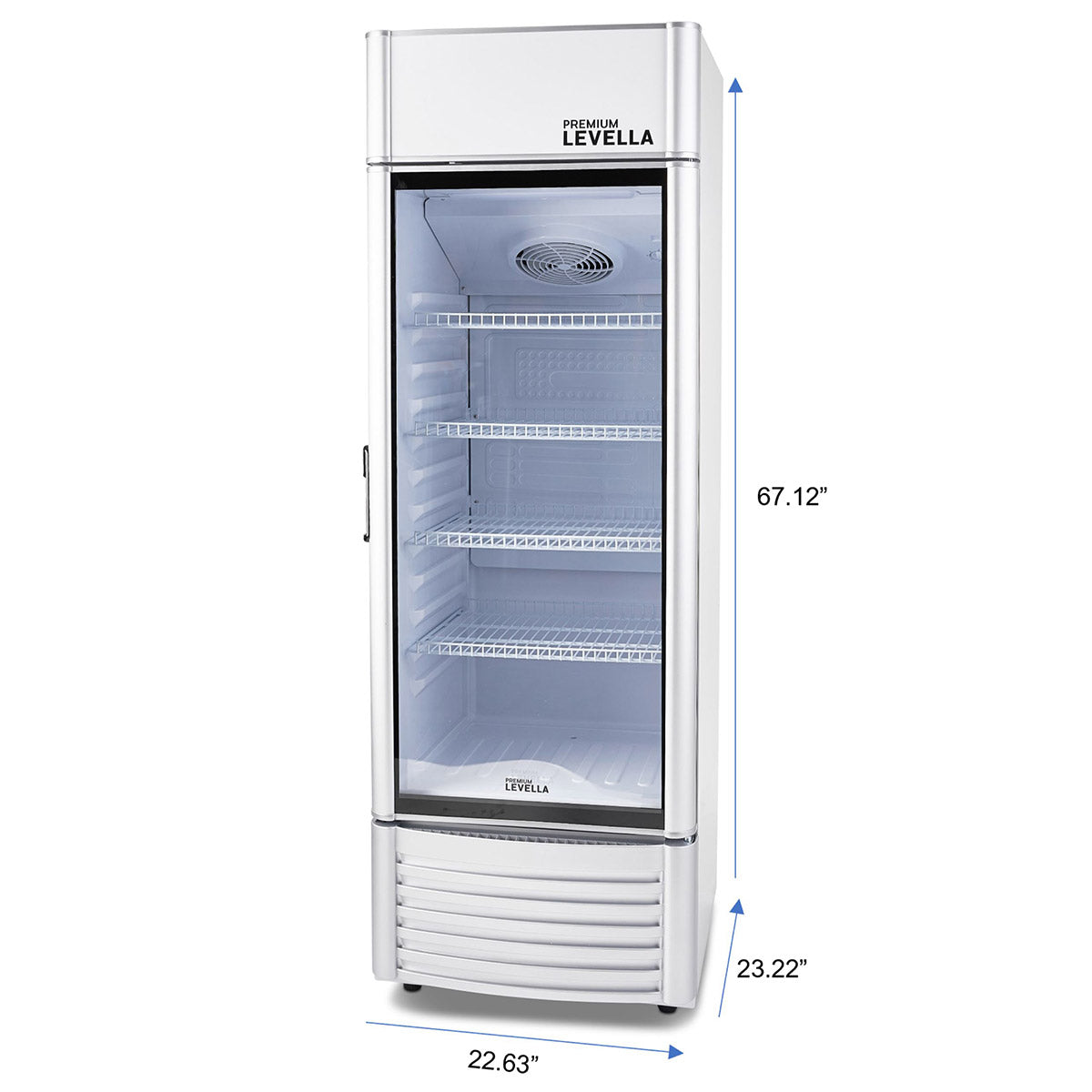 Premium Levella 9 cu. ft Silver Single Glass Door Commercial Upright Display Refrigerator