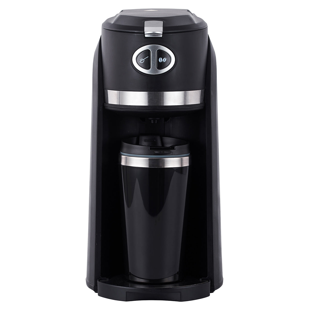 Premium Levella Black 2 in 1 Single Grind & Brew Automatic Personal Coffee Maker With 14 Oz Water tank and 4.5 Oz Stainless Steel Airtight Travel Mug