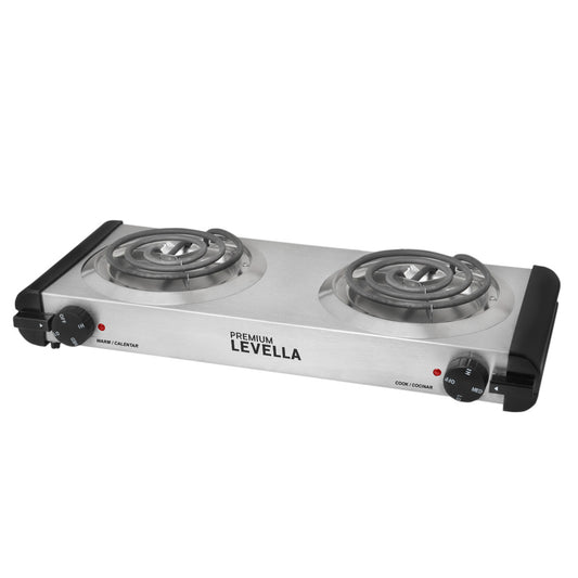 Premium Levella Double Electric Burner Deluxe With Stainless Steel Body and Metal Drip Pan