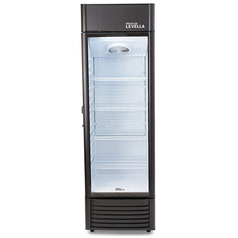 Premium Levella Single Glass Door - Beverage Display Cooler-12.5 cu ft-Black Merchandiser Refrigerator