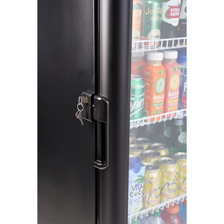 Premium Levella Single Glass Door - Beverage Display Cooler-12.5 cu ft-Black Merchandiser Refrigerator