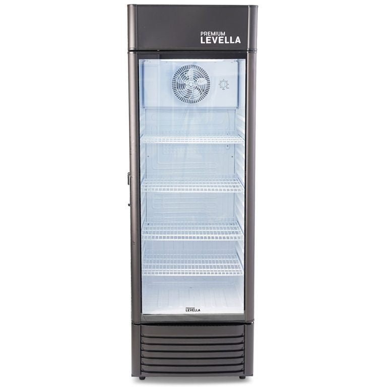 Premium Levella Single Glass Door - Beverage Display Cooler-15.5 cu ft-Black Merchandiser Refrigerator