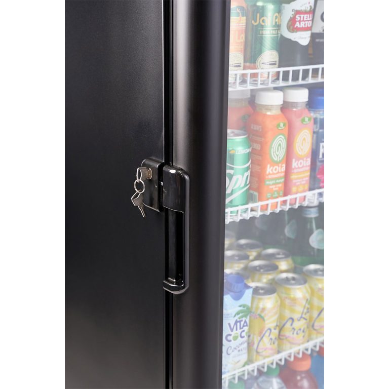Premium Levella Single Glass Door - Beverage Display Cooler-15.5 cu ft-Black Merchandiser Refrigerator