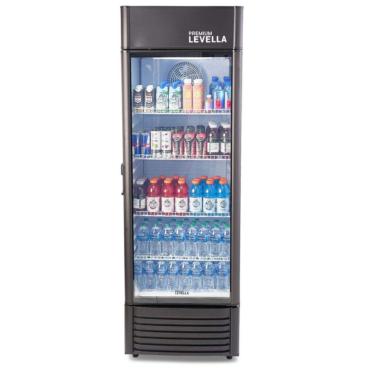 Premium Levella Single Glass Door - Beverage Display Cooler-15.5 cu ft-Black Merchandiser Refrigerator