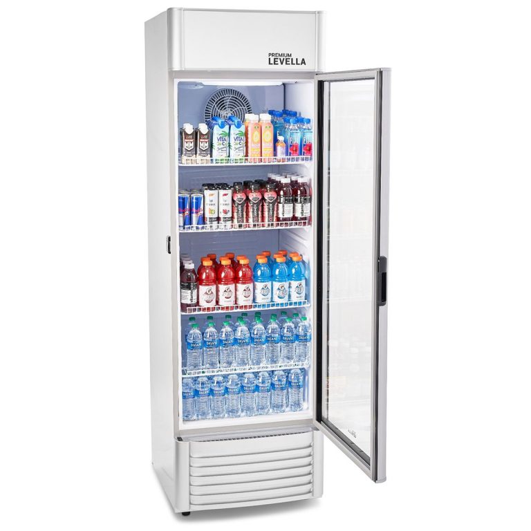Premium Levella Single Glass Door - Beverage Display Cooler-15.5 cu ft-Silver Merchandiser Refrigerator