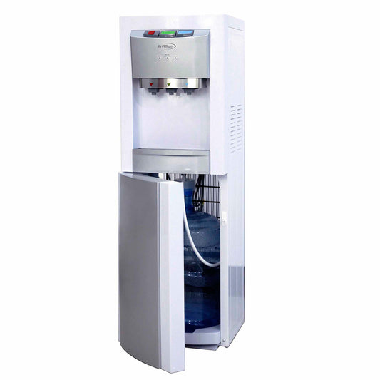 Premium Levella White and Gray Bottom Loading Hot, Cold and Natural Water Dispenser With Stainless Steel Water Tank