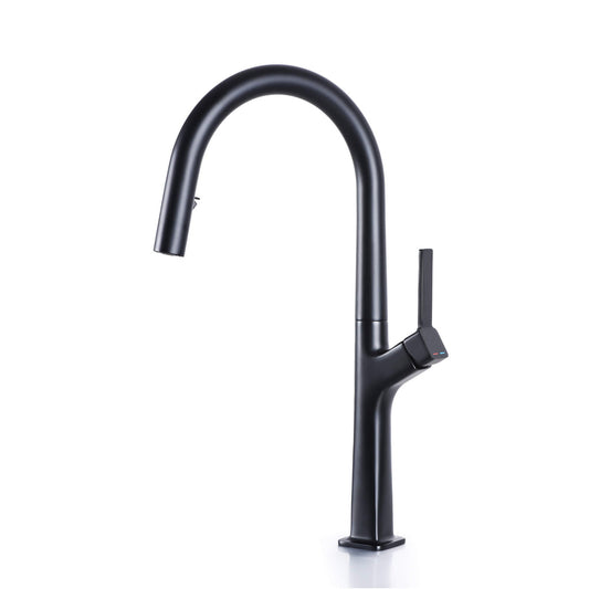 RBROHANT Hot And Cold Mix Pull Down Sprayer Kitchen Faucet Matte Black JK0212