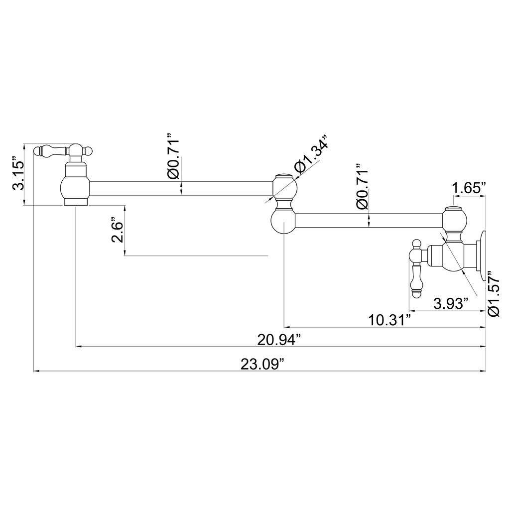 RBROHANT Pot Filler Faucet ORB Folding Wall Mount Pot Filler Kitchen Faucet 2 Handles JK0195