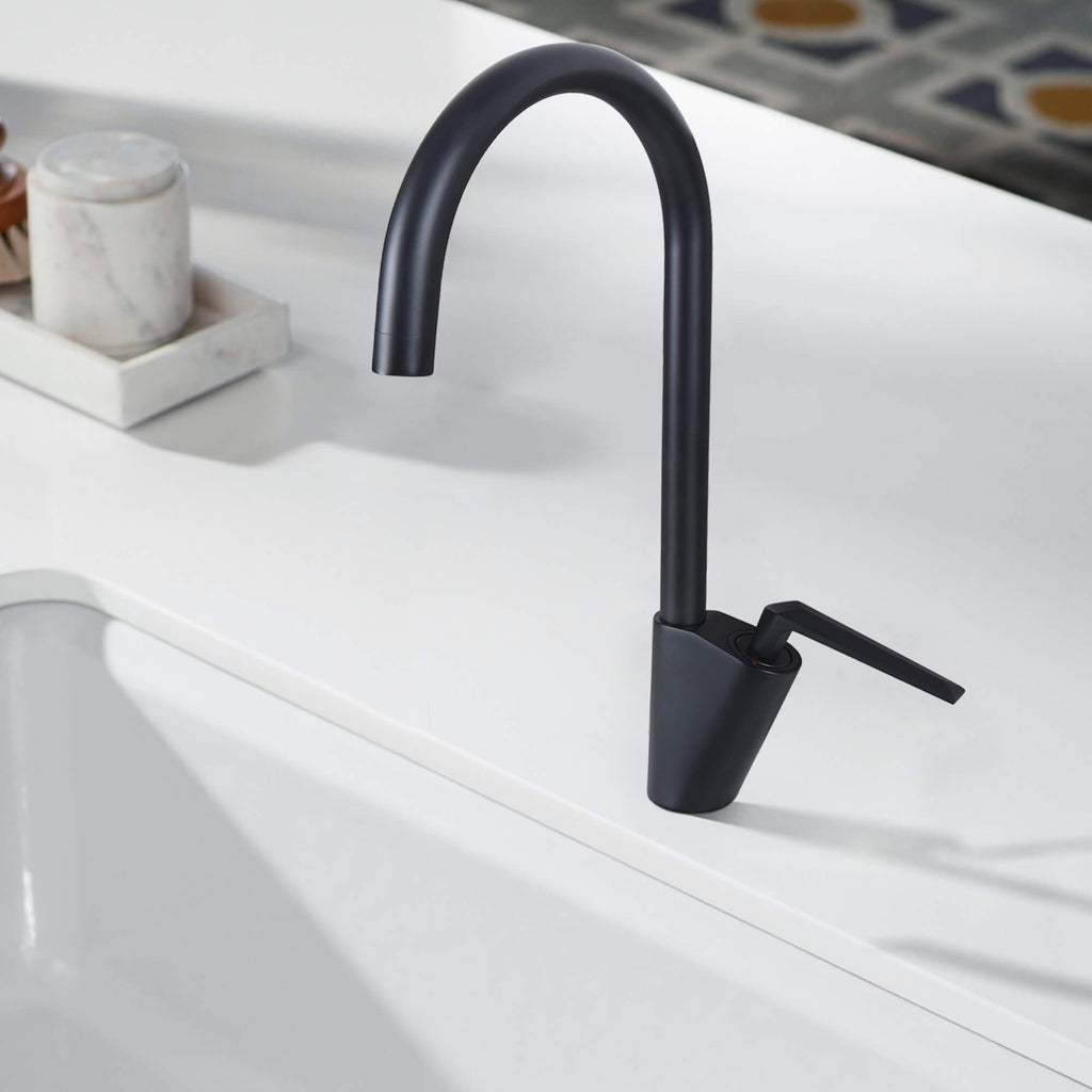 RBROHANT Single Handle Kitchen Faucet One-Hole Black Solid Brass JK0204