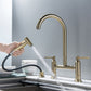 RBROHANT Two Handle Kitchen Bridge Faucet with Side Spray 304 Stainless Steel RB1158
