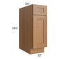 RTA Artisan Walnut Shaker 12" Base Cabinet with 1 Decorative End Panel