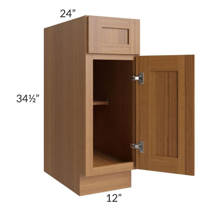 RTA Artisan Walnut Shaker 12" Base Cabinet with 1 Decorative End Panel