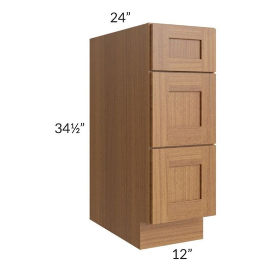 RTA Artisan Walnut Shaker 12" Drawer Base Cabinet with 1 Decorative End Panel