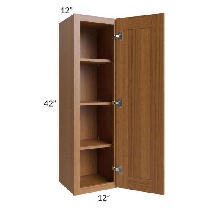 RTA Artisan Walnut Shaker 12" x 42" Wall Cabinet with 1 Decorative End Panel