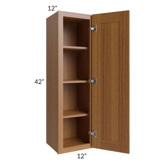 RTA Artisan Walnut Shaker 12" x 42" Wall Cabinet with 2 Decorative End Panels