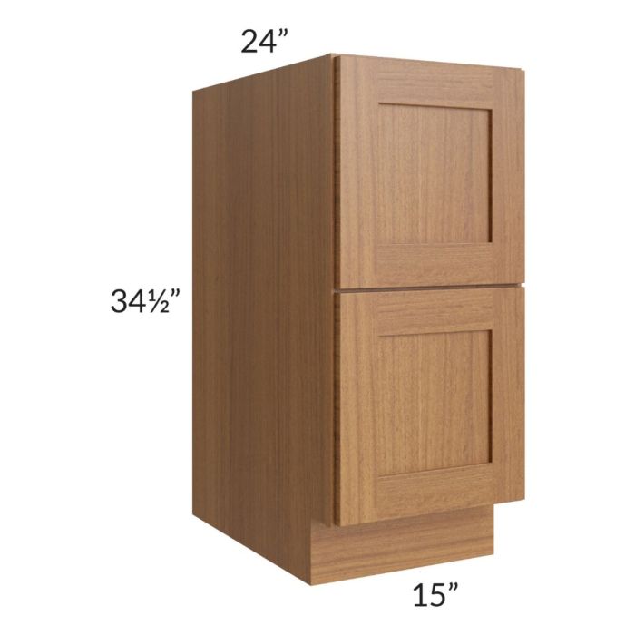 RTA Artisan Walnut Shaker 15" 2-Drawer Base Cabinet