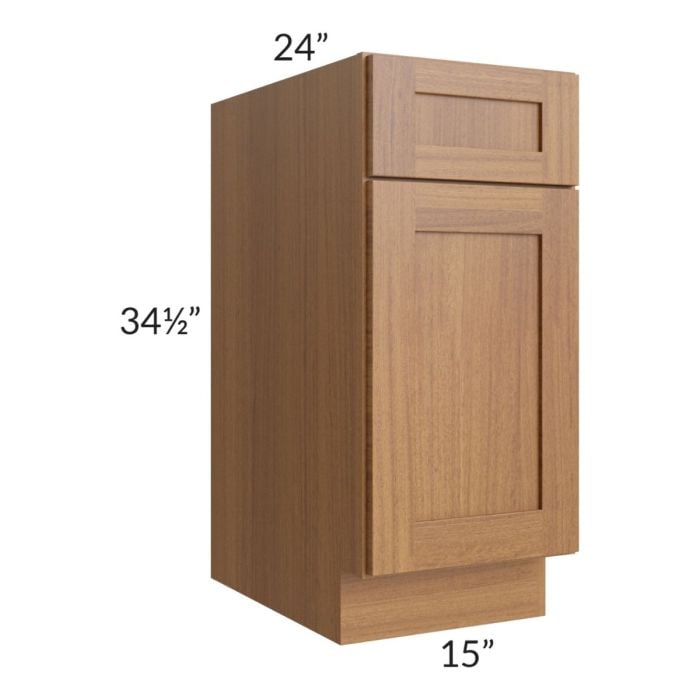 RTA Artisan Walnut Shaker 15" Base Cabinet with 2 Decorative End Panels and 2 Roll Out Trays